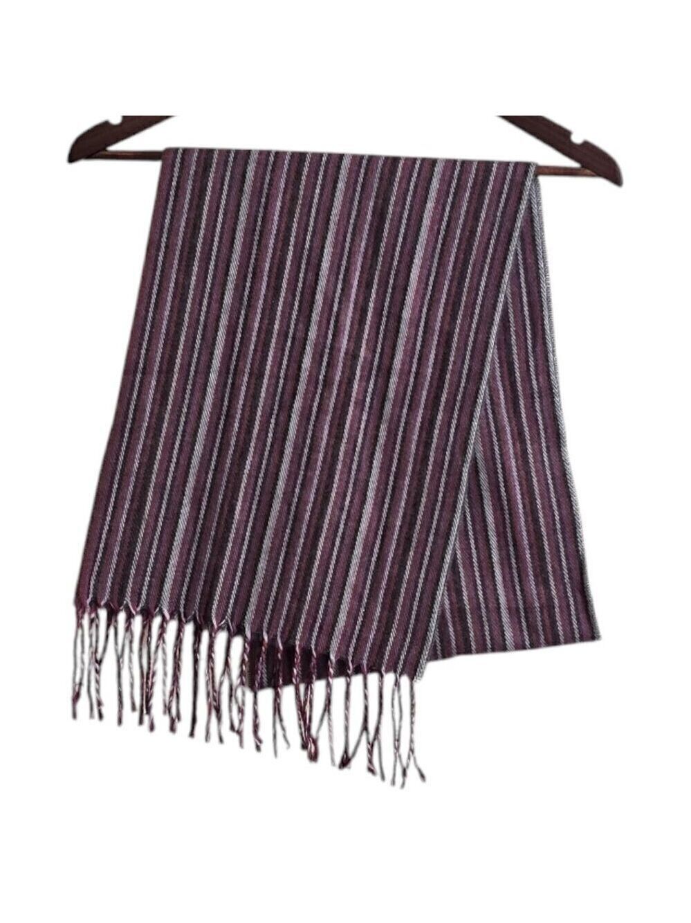 Cejon Purple Striped Acrylic Fringe Scarf Made in Italy